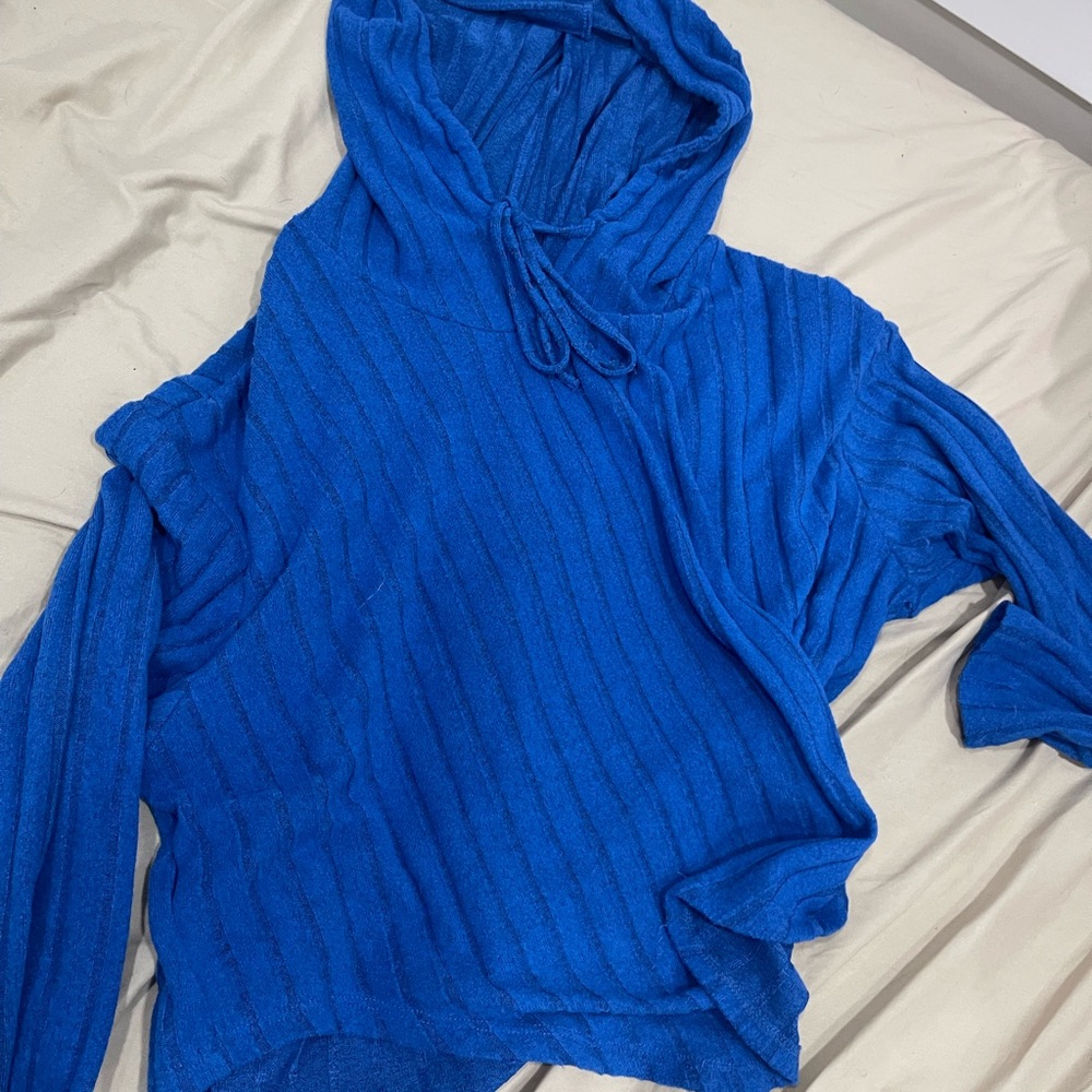 Blue Hooded Women's Sweater
